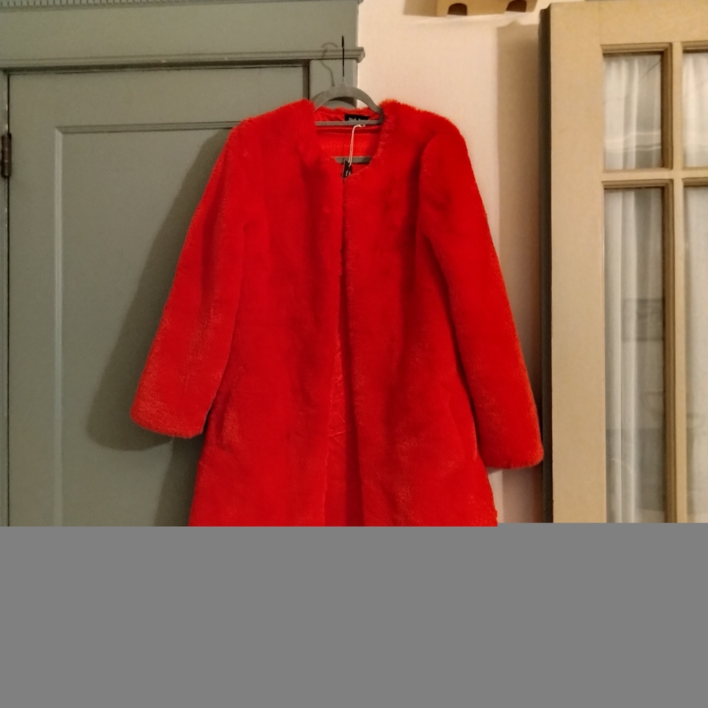 Women's Red Faux Fur Coat